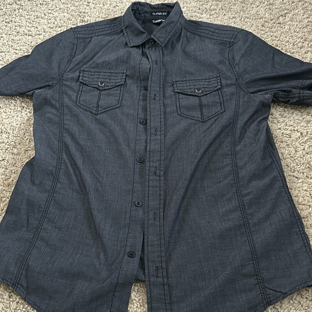 Mens carbon short sleeve dress shirt